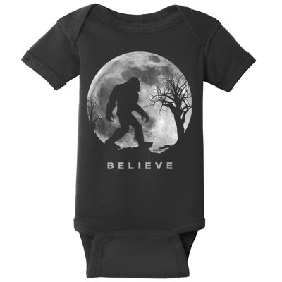 Bigfoot Night Full Moon I Believe Sasquatch Men Kids Baby Bodysuit