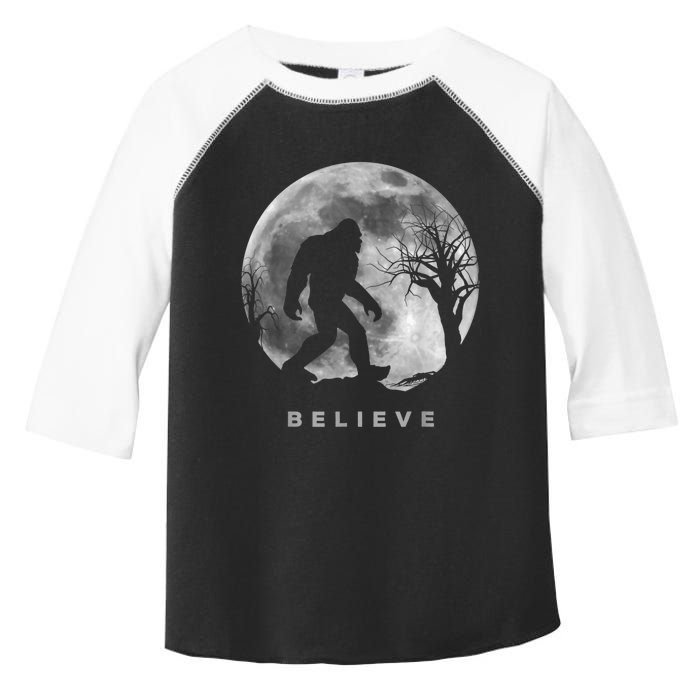 Bigfoot Night Full Moon I Believe Sasquatch Men Kids Toddler Fine Jersey T-Shirt