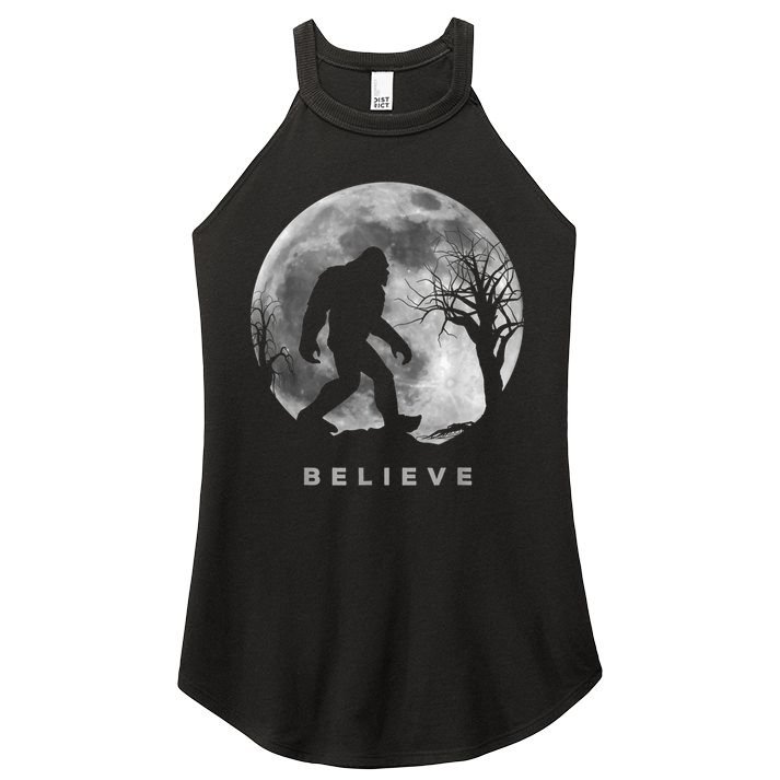 Bigfoot Night Full Moon I Believe Sasquatch Men Kids Women's Perfect Tri Rocker Tank