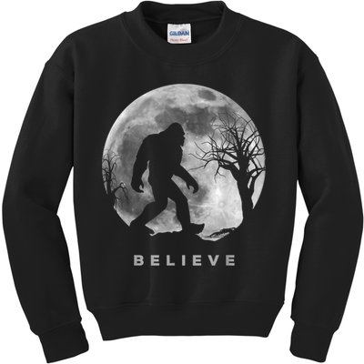 Bigfoot Night Full Moon I Believe Sasquatch Men Kids Kids Sweatshirt