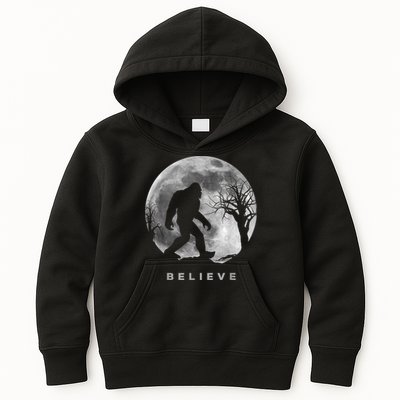 Bigfoot Night Full Moon I Believe Sasquatch Men Kids Kids Hoodie