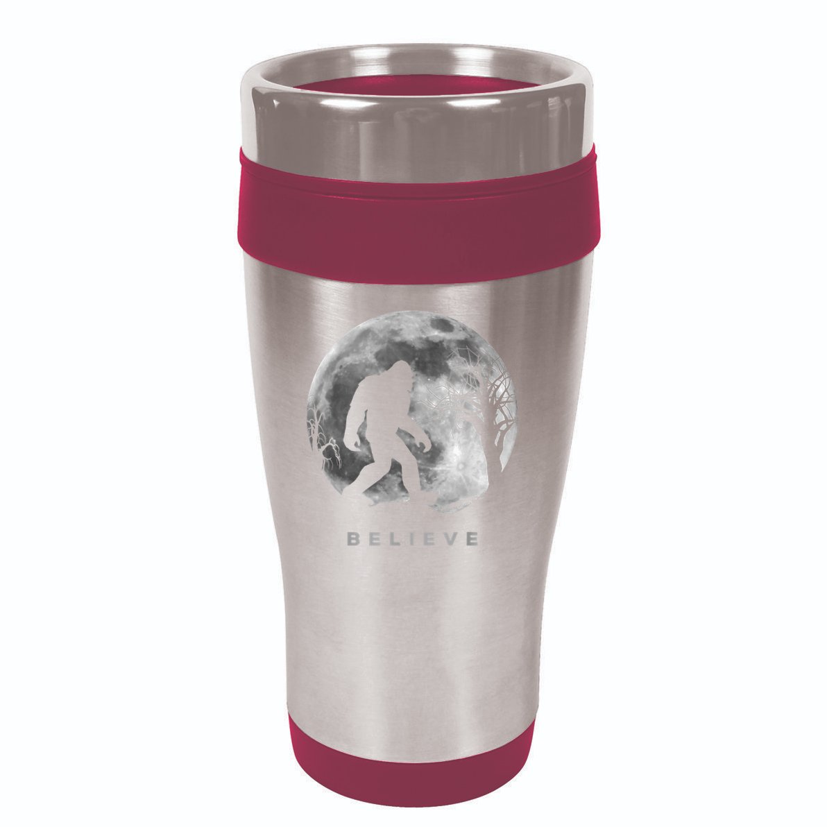 Bigfoot Night Full Moon I Believe Sasquatch Men Kids 16oz Travel Tumbler
