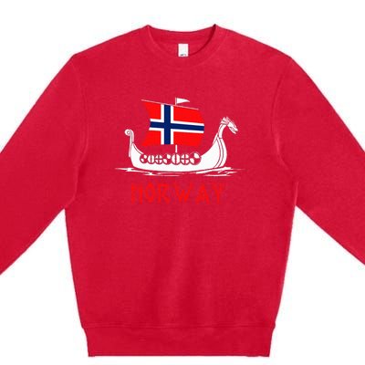 Boat Norwegian Flag Norway Viking Ship Norway Premium Crewneck Sweatshirt