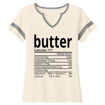 Butter Nutritional Facts Thanksgiving Matching Family Costume Ladies Halftime Notch Neck Tee