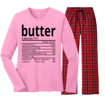 Butter Nutritional Facts Thanksgiving Matching Family Costume Women's Long Sleeve Flannel Pajama Set 