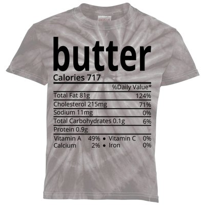 Butter Nutritional Facts Thanksgiving Matching Family Costume Kids Tie-Dye T-Shirt