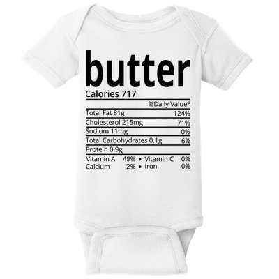 Butter Nutritional Facts Thanksgiving Matching Family Costume Baby Bodysuit