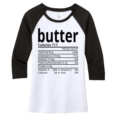 Butter Nutritional Facts Thanksgiving Matching Family Costume Women's Tri-Blend 3/4-Sleeve Raglan Shirt