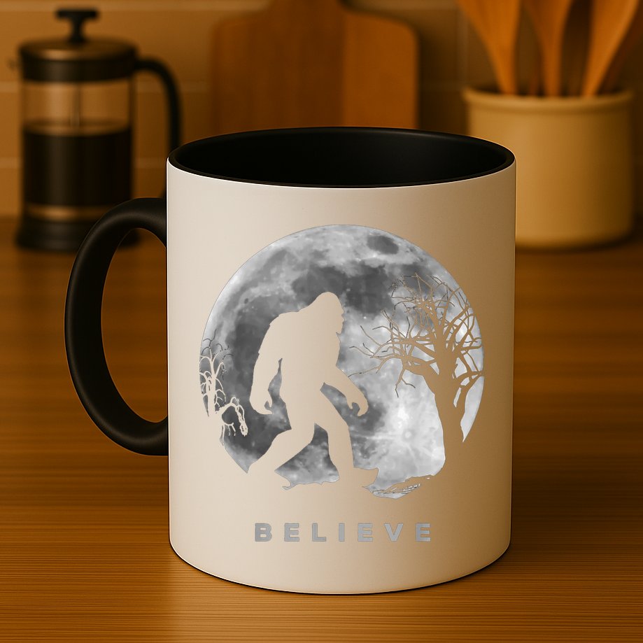 Bigfoot Night Full Moon I Believe Sasquatch Mug