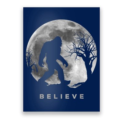 Bigfoot Night Full Moon I Believe Sasquatch Poster
