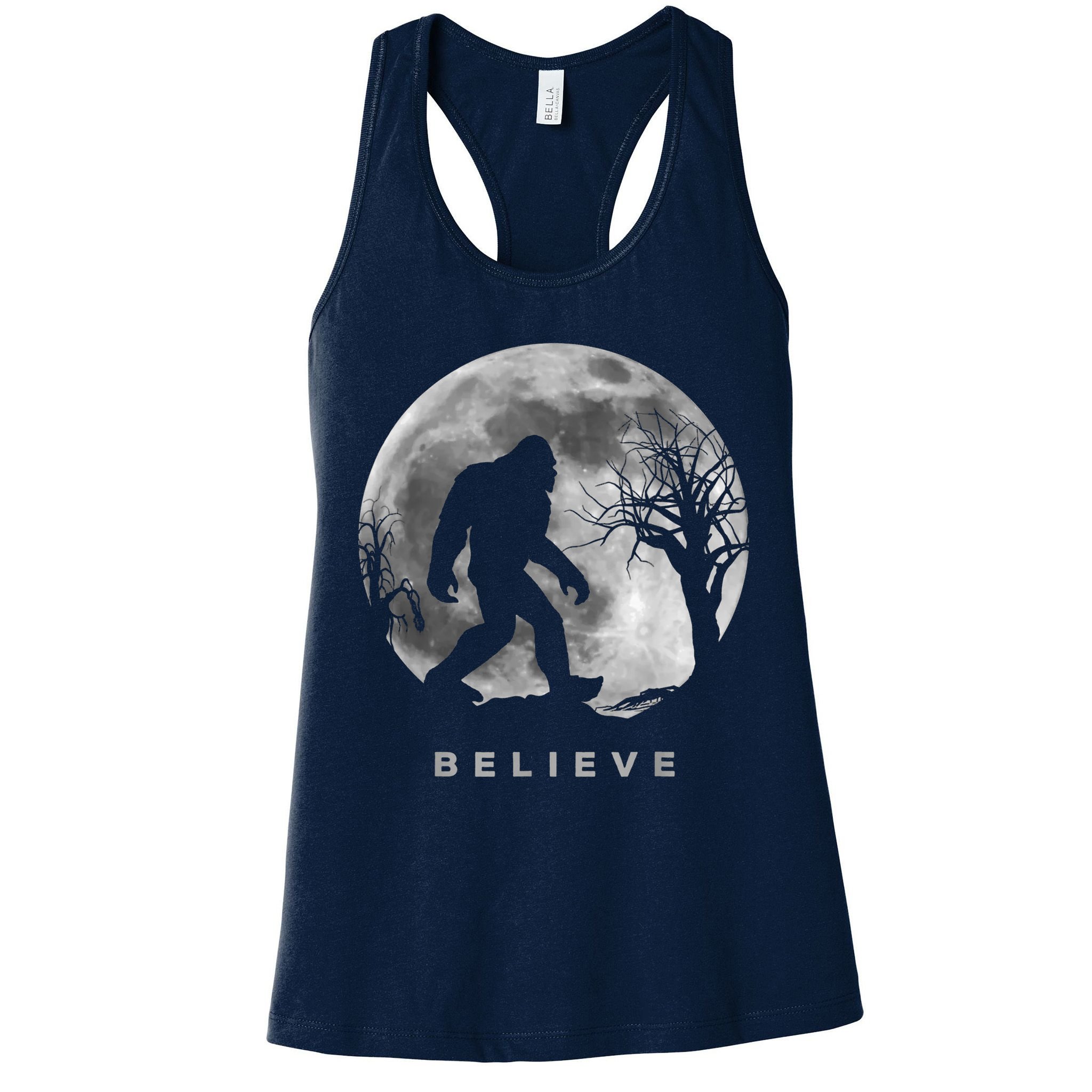 Bigfoot Night Full Moon I Believe Sasquatch Womens Tank Top
