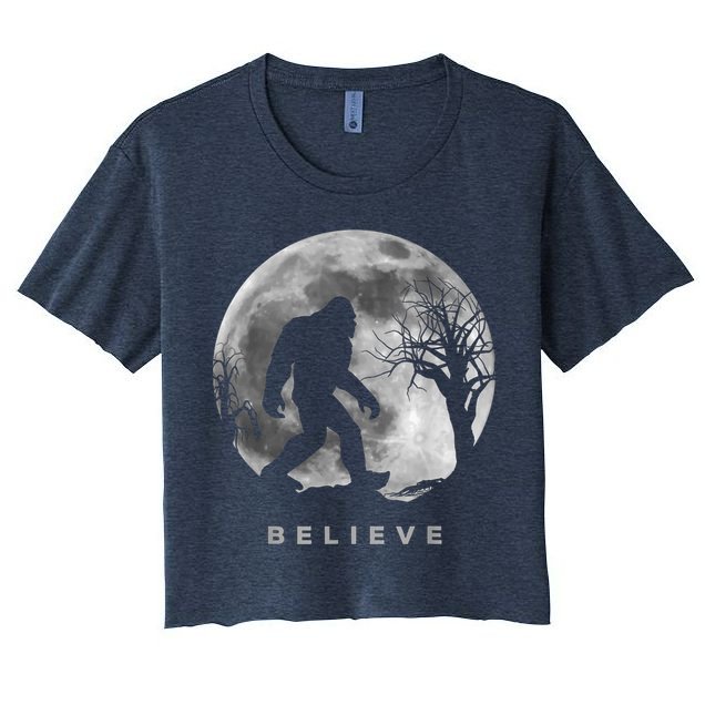 Bigfoot Night Full Moon I Believe Sasquatch Crop Top