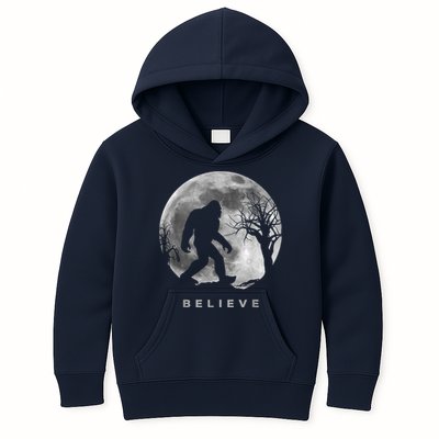 Bigfoot Night Full Moon I Believe Sasquatch Kids Hoodie