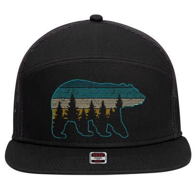 Bear Nature Grizzly Brown Black Bear Hiking 7 Panel Mesh Trucker Snapback Hat