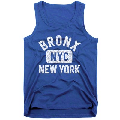 Bronx Nyc Gym Style Distressed White Print Gift Tank Top