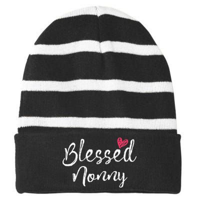 Blessed Nonny Grandma Gifts Striped Beanie with Solid Band