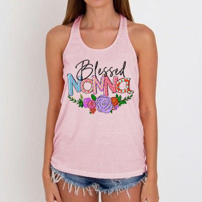 Blessed Nonna Graphic First Time Grandma Shirt Plus Size Shirts For Girl Mom Son Women's Knotted Racerback Tank