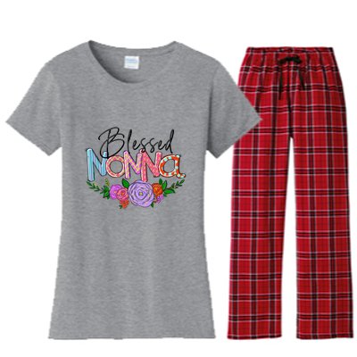 Blessed Nonna Graphic First Time Grandma Shirt Plus Size Shirts For Girl Mom Son Women's Flannel Pajama Set