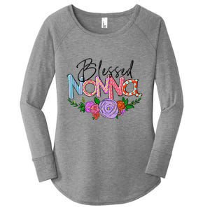 Blessed Nonna Graphic First Time Grandma Shirt Plus Size Shirts For Girl Mom Son Women's Perfect Tri Tunic Long Sleeve Shirt