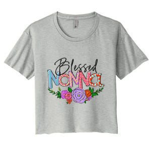 Blessed Nonna Graphic First Time Grandma Shirt Plus Size Shirts For Girl Mom Son Women's Crop Top Tee