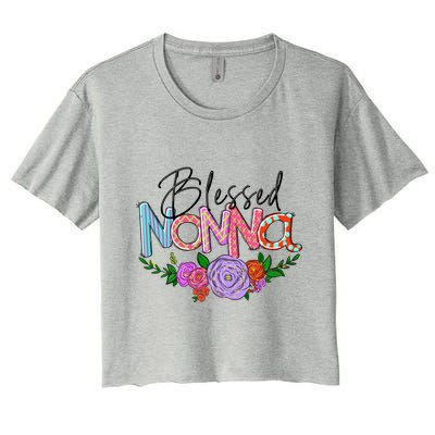 Blessed Nonna Graphic First Time Grandma Shirt Plus Size Shirts For Girl Mom Son Women's Crop Top Tee