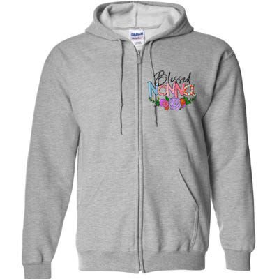 Blessed Nonna Graphic First Time Grandma Shirt Plus Size Shirts For Girl Mom Son Full Zip Hoodie