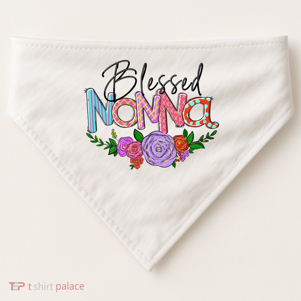 Blessed Nonna Graphic First Time Grandma Shirt Plus Size Shirts For Girl Mom Son USA-Made Doggie Bandana