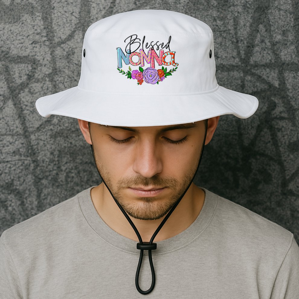 Blessed Nonna Graphic First Time Grandma Shirt Plus Size Shirts For Girl Mom Son Bucket Hat