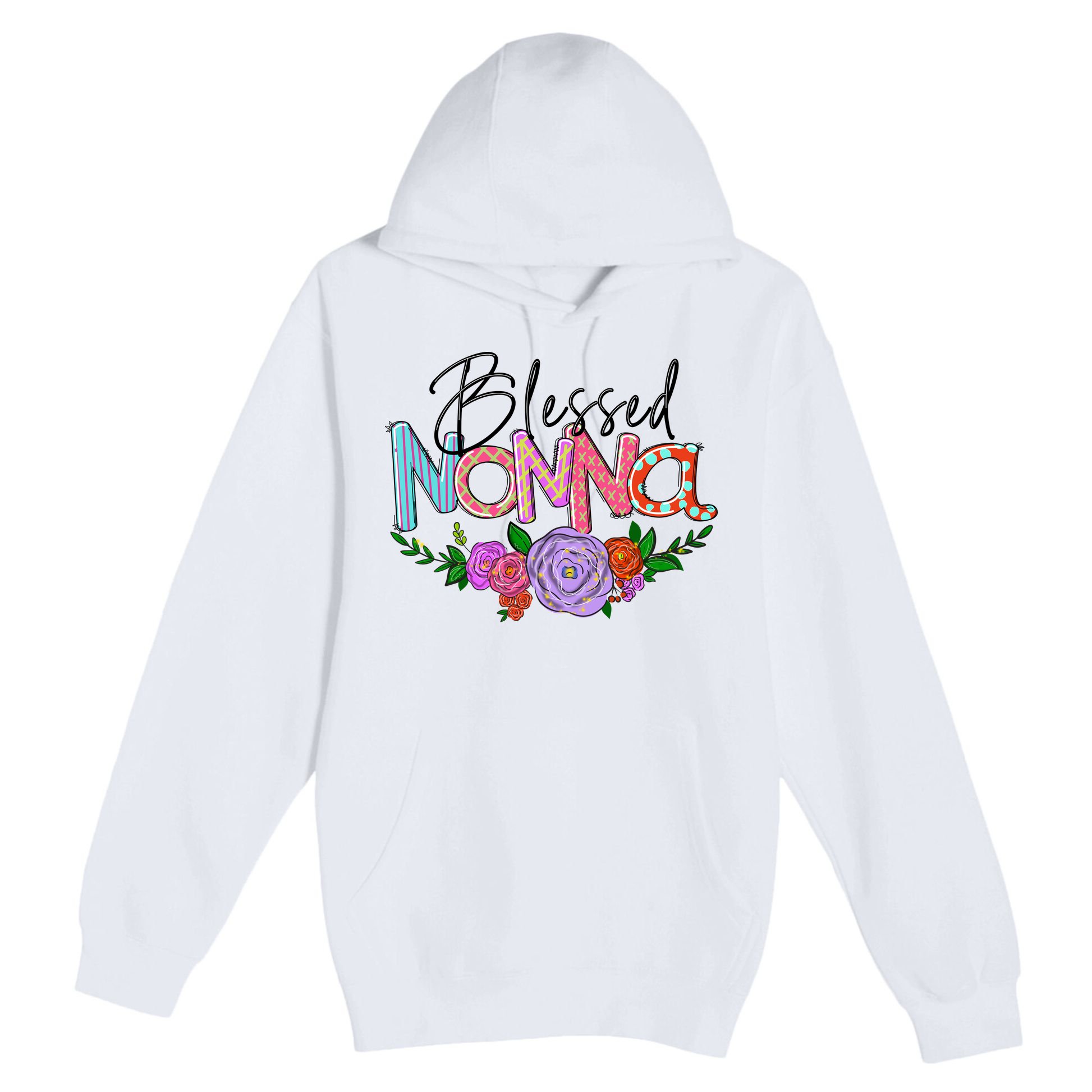 Blessed Nonna Graphic First Time Grandma Shirt Plus Size Shirts For Girl Mom Son Premium Pullover Hoodie
