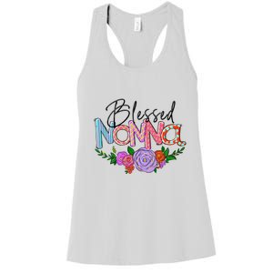 Blessed Nonna Graphic First Time Grandma Shirt Plus Size Shirts For Girl Mom Son Women's Racerback Tank