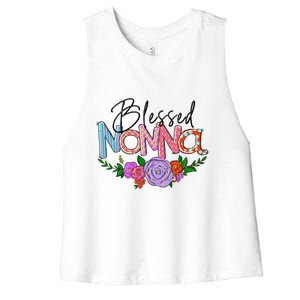 Blessed Nonna Graphic First Time Grandma Shirt Plus Size Shirts For Girl Mom Son Women's Racerback Cropped Tank