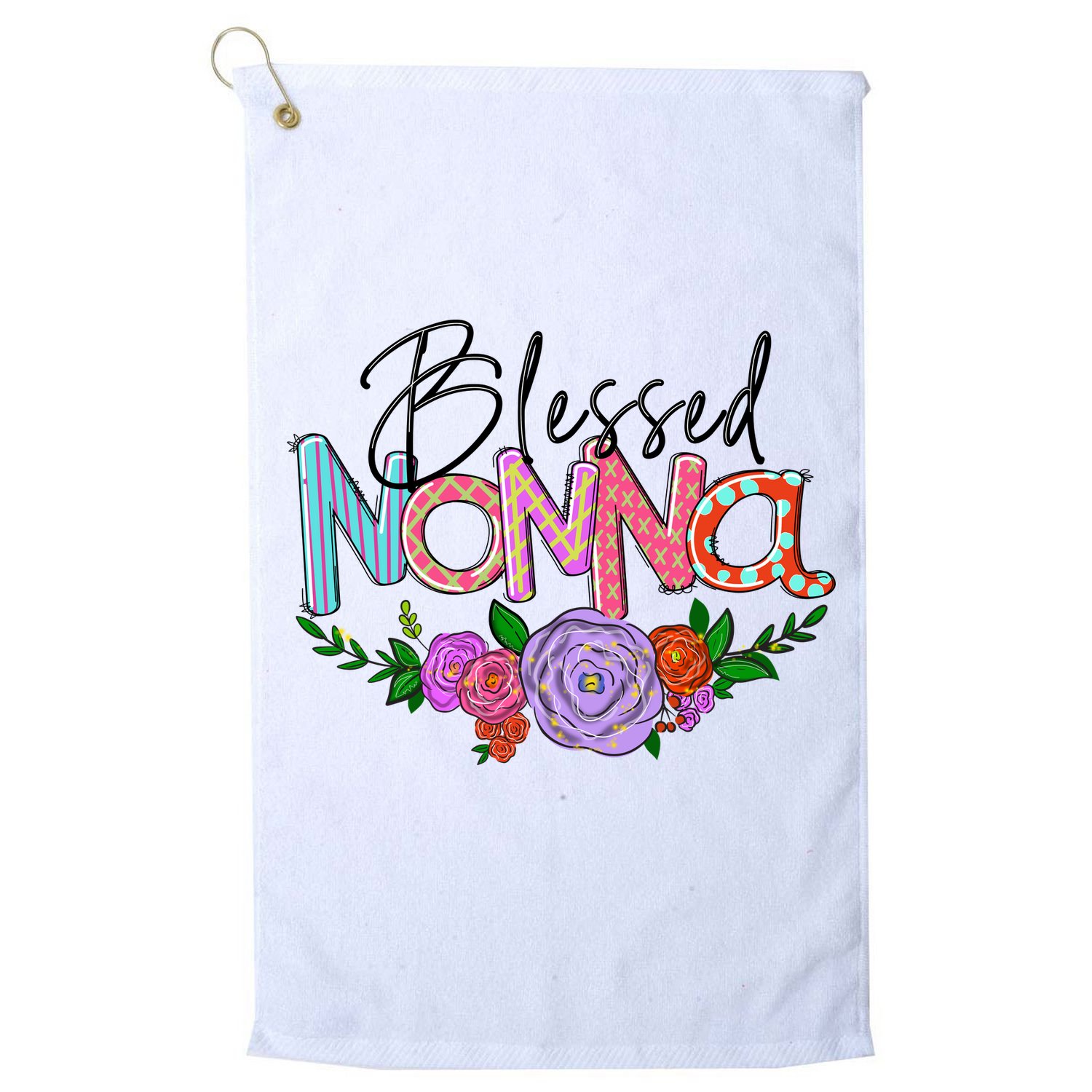 Blessed Nonna Graphic First Time Grandma Shirt Plus Size Shirts For Girl Mom Son Golf Towel