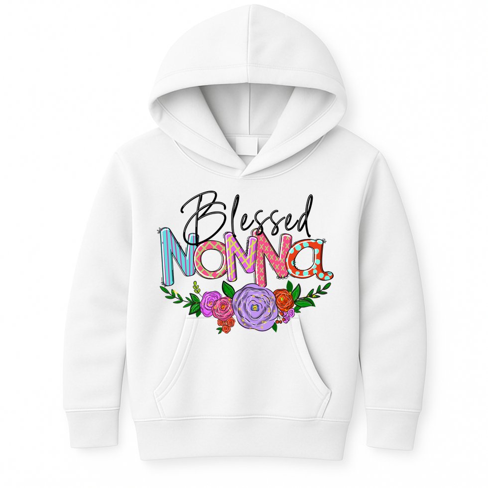 Blessed Nonna Graphic First Time Grandma Shirt Plus Size Shirts For Girl Mom Son Kids Hoodie