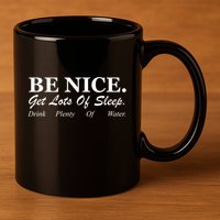 Be Nice Get Lots Of Sleep Drink Plenty Of Water 11oz C Handle Ceramic Mug