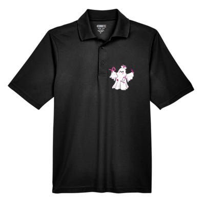 Boo Nurse Ghost Scrub Top Halloween Breast Cancer Awareness Men's Origin Performance Pique Polo