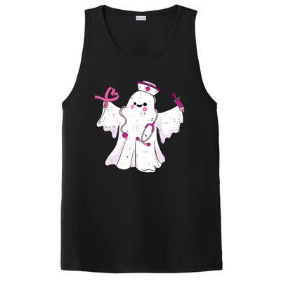 Boo Nurse Ghost Scrub Top Halloween Breast Cancer Awareness PosiCharge Competitor Tank