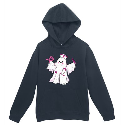 Boo Nurse Ghost Scrub Top Halloween Breast Cancer Awareness Urban Pullover Hoodie