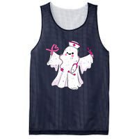 Boo Nurse Ghost Scrub Top Halloween Breast Cancer Awareness Mesh Reversible Basketball Jersey Tank