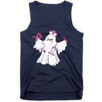 Boo Nurse Ghost Scrub Top Halloween Breast Cancer Awareness Tank Top