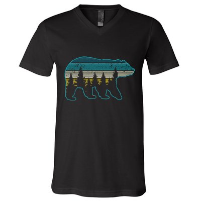 Bear Nature Grizzly Brown Black Bear Hiking Hunting Gift V-Neck T-Shirt