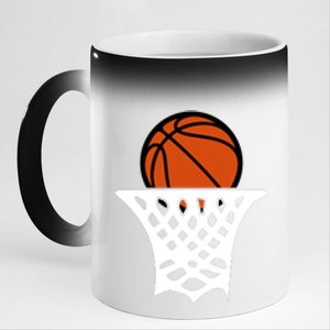 Basketball Net Gift For Basketball Player Sport Team 11oz Black Color Changing Mug