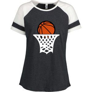 Basketball Net Gift For Basketball Player Sport Team Enza Ladies Jersey Colorblock Tee