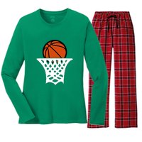 Basketball Net Gift For Basketball Player Sport Team Women's Long Sleeve Flannel Pajama Set 