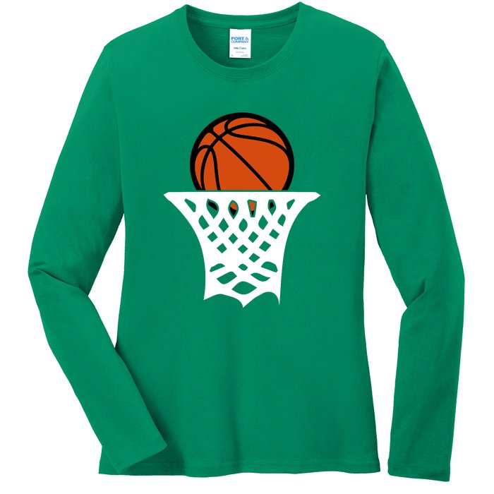 Basketball Net Gift For Basketball Player Sport Team Ladies Long Sleeve Shirt