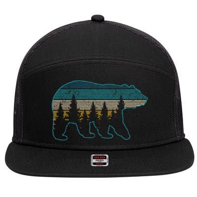 Bear Nature Grizzly Brown Black Bear Hiking 7 Panel Mesh Trucker Snapback Hat