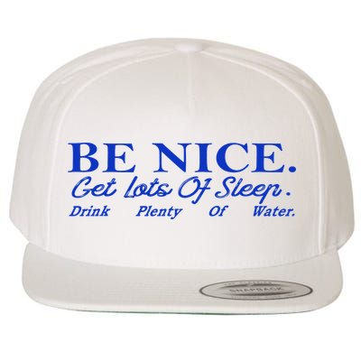 Be Nice Get Lots Of Sleep Drink Plenty Of Water Inspired Wool Snapback Cap
