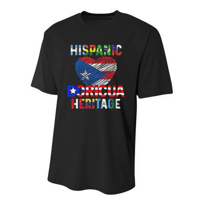 Boricua National Hispanic Heritage Month Puerto Rico Flag Youth Performance Sprint T-Shirt