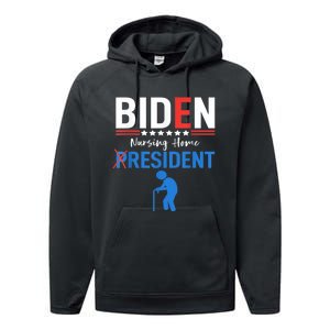 Biden Nursing Home Resident Funny Anti Joe Biden Trump Performance Fleece Hoodie