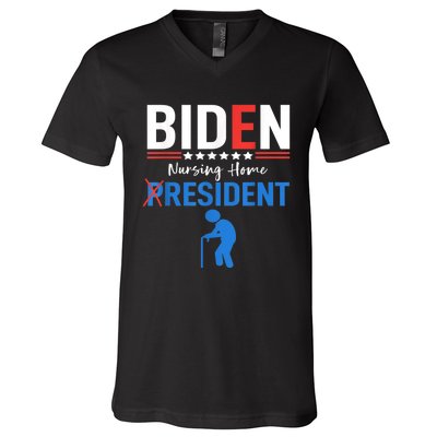 Biden Nursing Home Resident Funny Anti Joe Biden Trump V-Neck T-Shirt