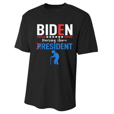 Biden Nursing Home Resident Funny Anti Joe Biden Trump Performance Sprint T-Shirt